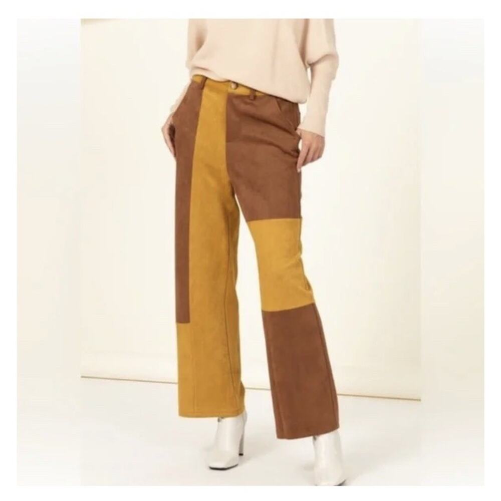 HYFVE PATCHWORK PANTS Womens Brown Tan Size Medium